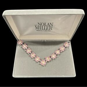 Nolan Miller Pink Crystal Flower Necklace Choker Vintage